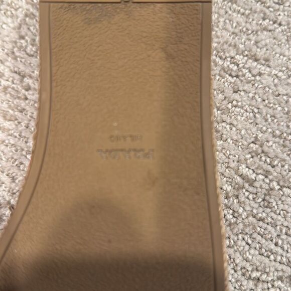 Prada Red Espadrille Platform Peep Hole Size 37.5 Authentic! - Picture 7 of 9